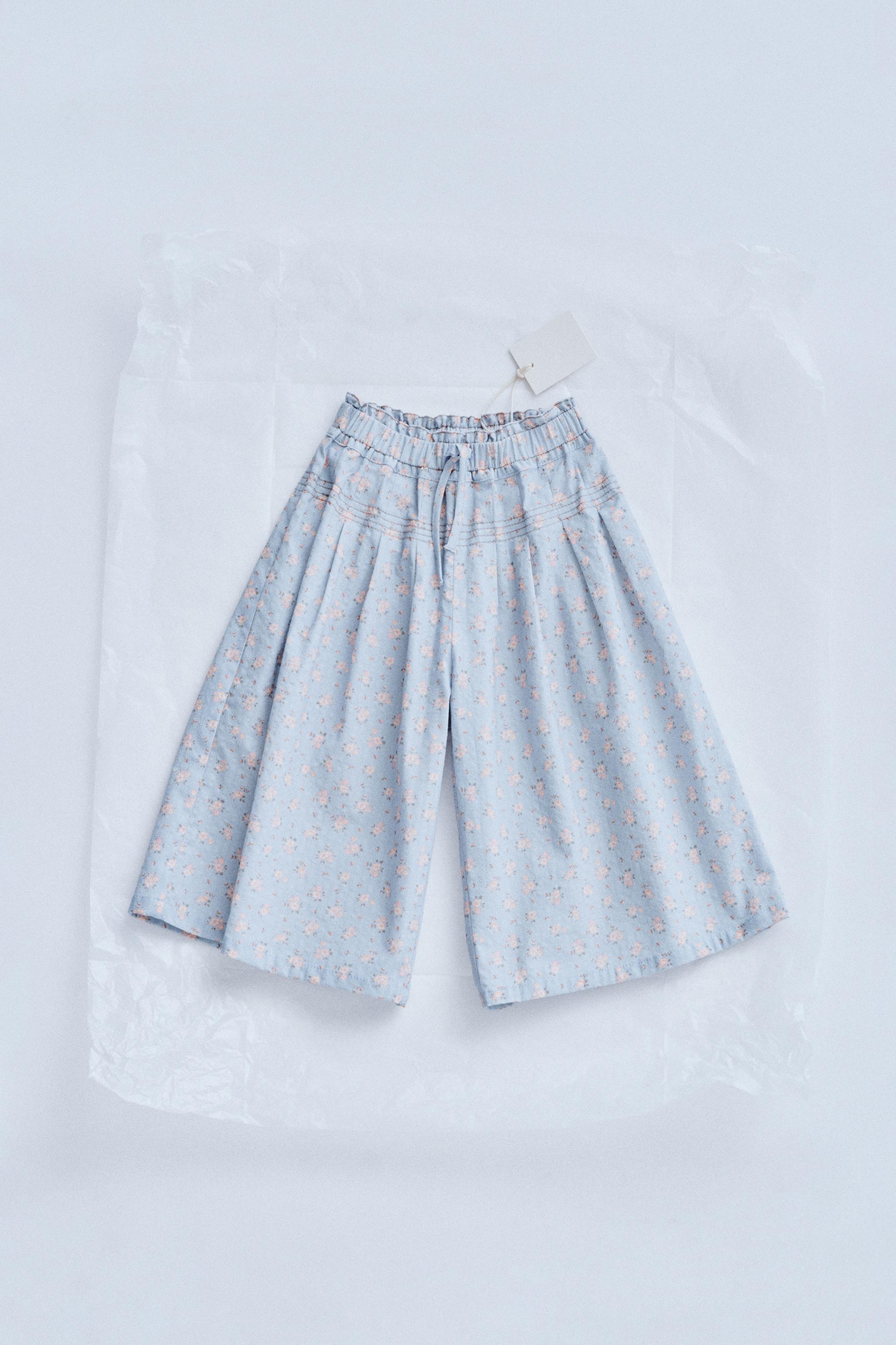 ZARA TIMELESS - フラワー柄プリントパンツ - ライトブルー