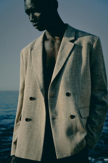 Zara TEXTURED DOUBLE BREASTED BLAZER - Mid-camel - Image 0