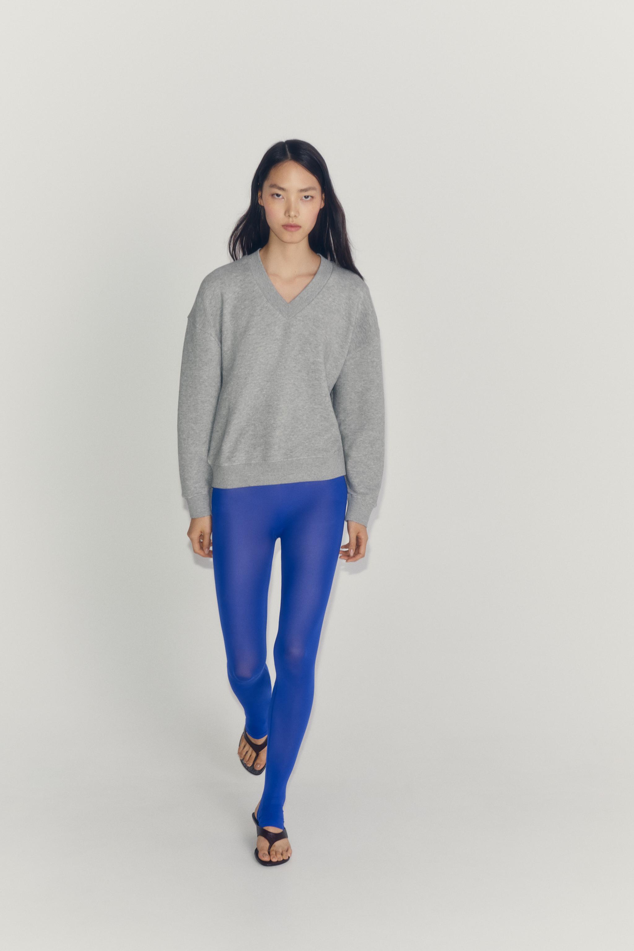 V-NECK SWEATSHIRT — Gray marl