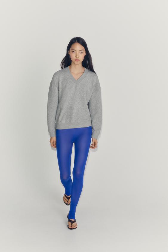 Zara V-NECK SWEATSHIRT - Gray marl - Image 0