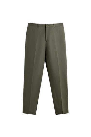 PANTALÓN TRAJE 100% LINO - Verde claro de Zara