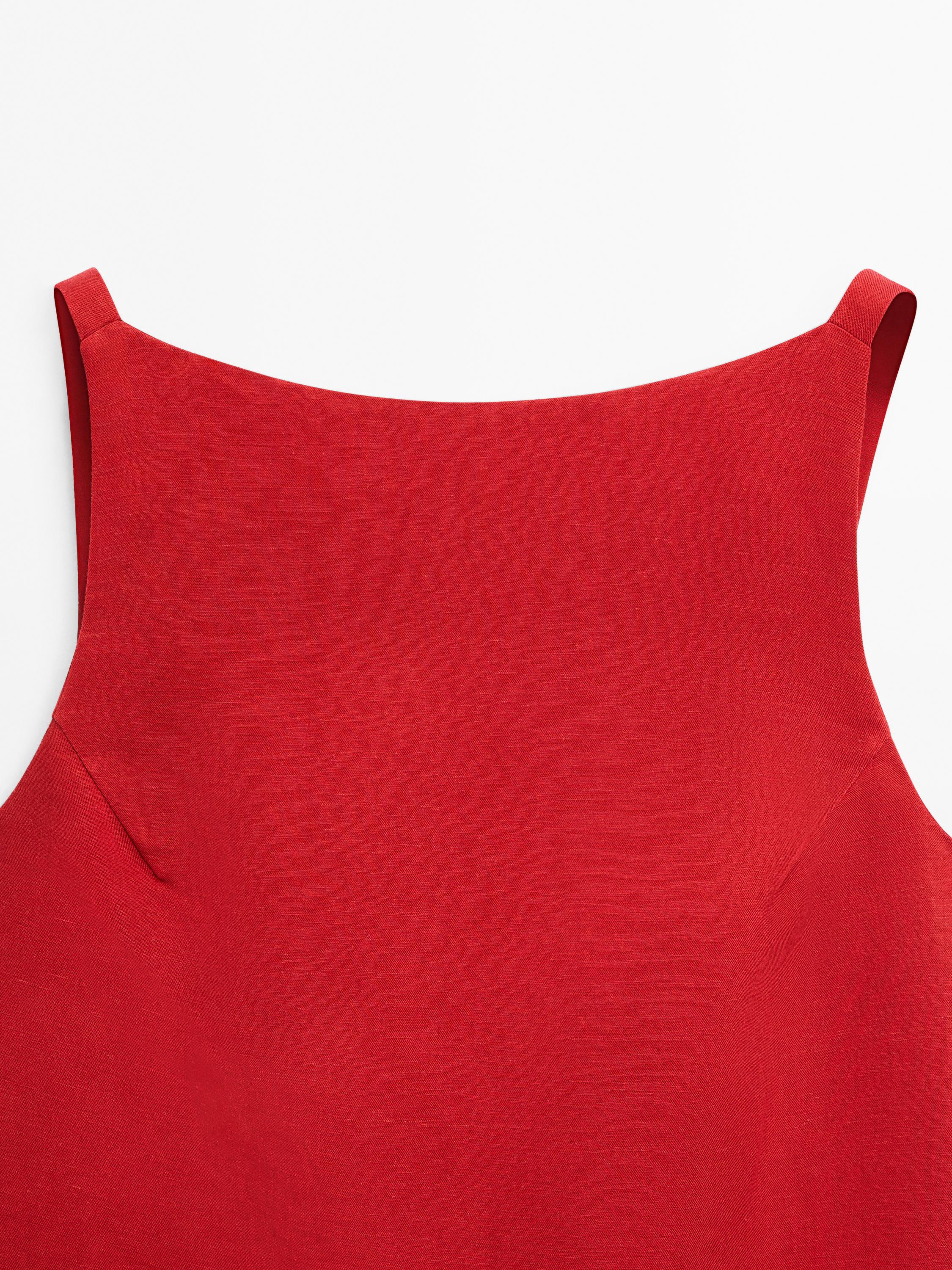 Robe courte lin décolleté dos