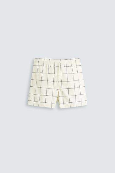 CHECKED REGULAR SWIMMING TRUNKS - Ecru by Zara
