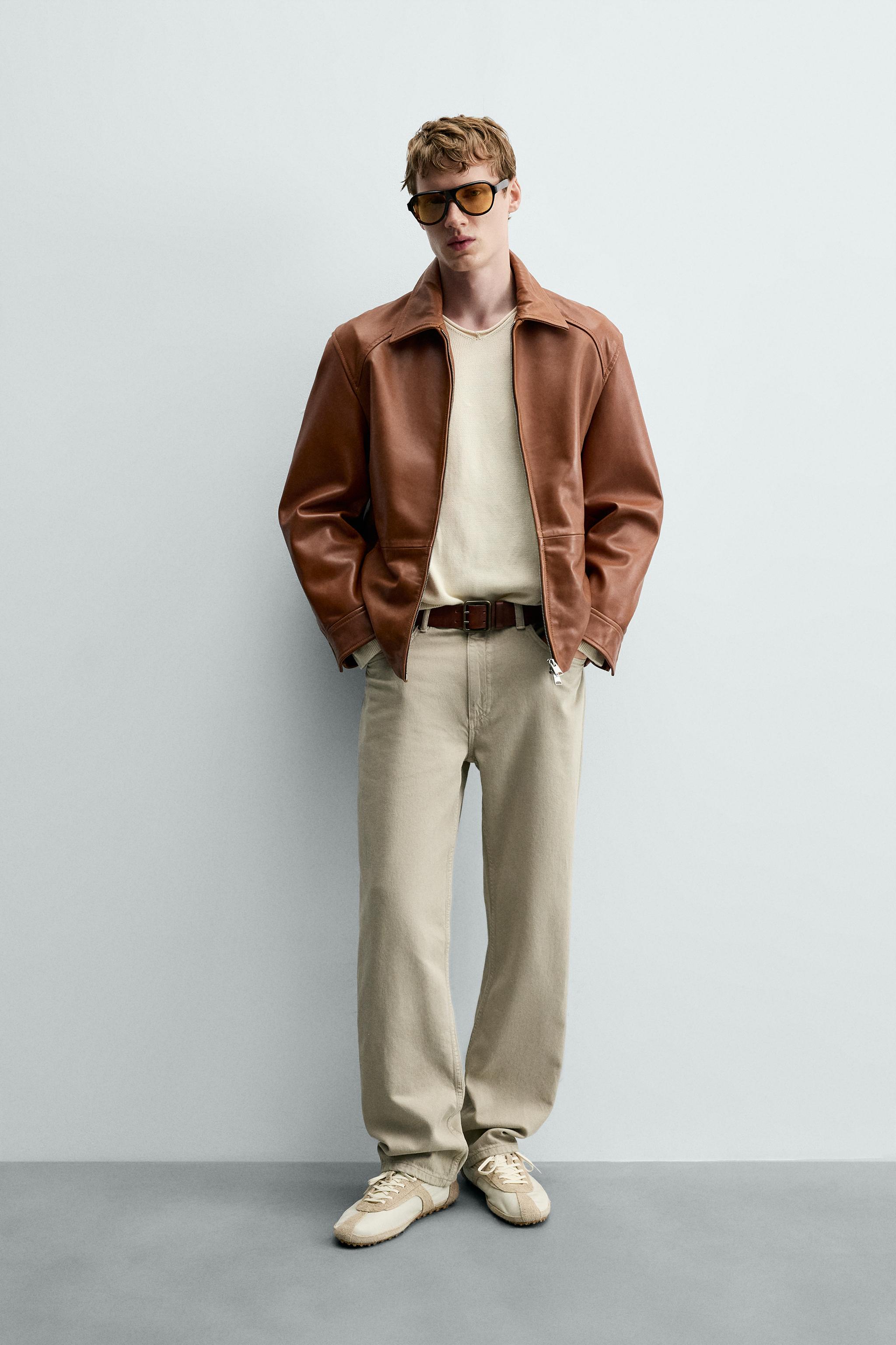 BLOUSON REGULAR FIT EN CUIR