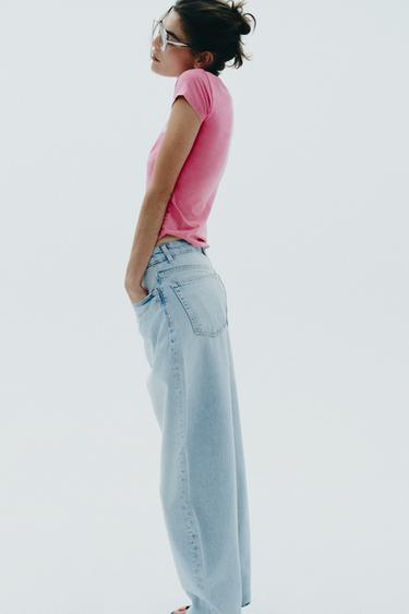 CAMISETA EFECTO LAVADO STRASS - Rosa de Zara