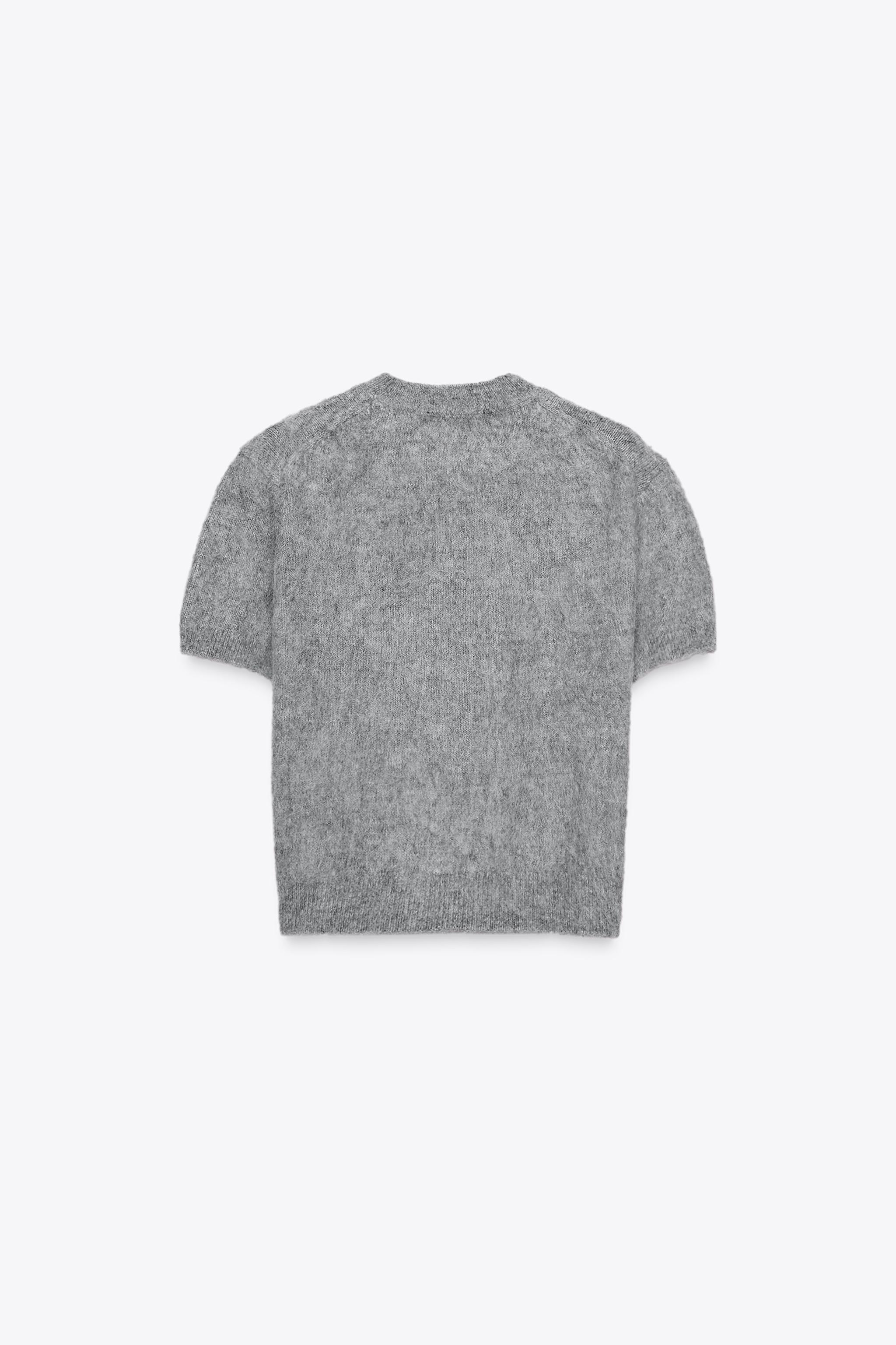 SHORT SLEEVE KNIT SWEATER - Gray | ZARA Canada
