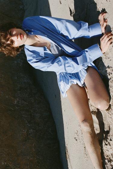 STRIPED MINI VOLUME SHORTS - Blue/White by Zara - Image 4