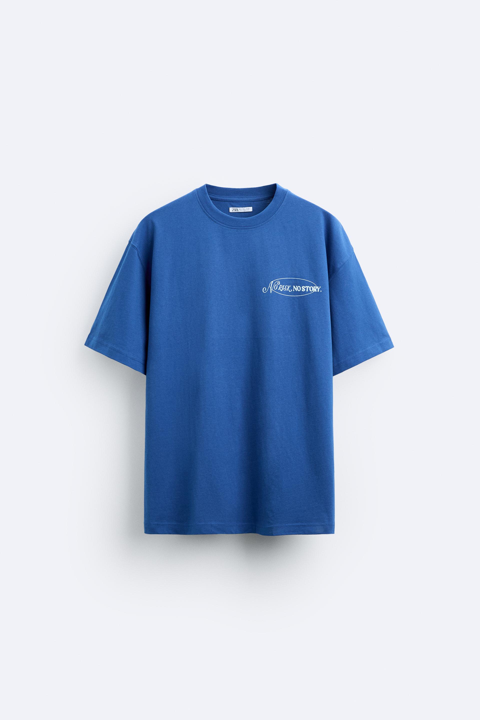 SLOGAN PRINT T-SHIRT - Blue | ZARA South Africa