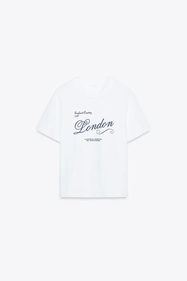Zara TEXT T-SHIRT - White