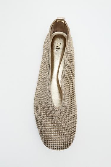 ПЛЕТЕНЫЕ БАЛЕТКИ С МЕТАЛЛИЧЕСКИМ ЭФФЕКТОМ — Золотистый от Zara