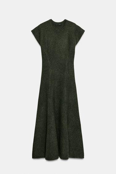 LONG KNIT DRESS - Green marl by Zara - Image 0