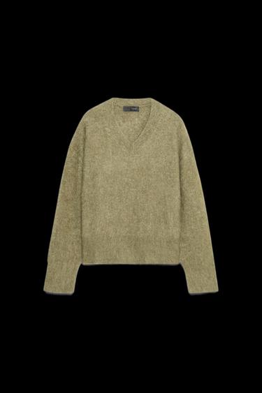 PULLOVER AUS STRICK MIT GEBÜRSTETEM EFFEKT - Khaki von Zara