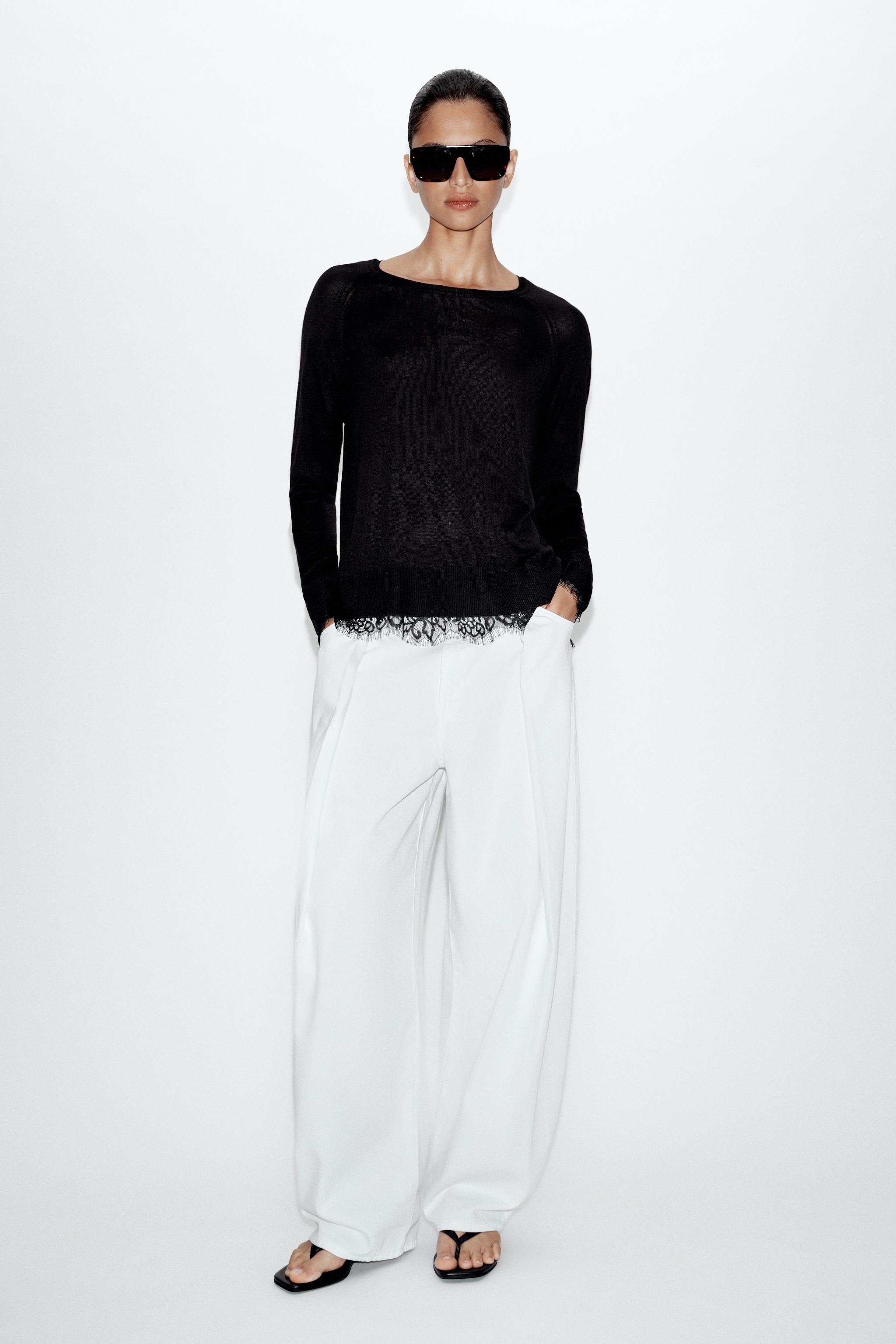 Женские свитеры Zara LACE KNIT JUMPER