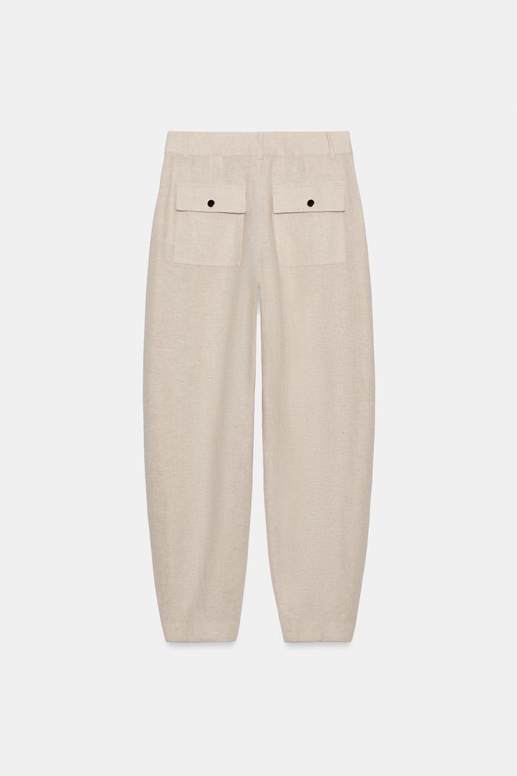 Pantalones rectos de mezcla de lino 7