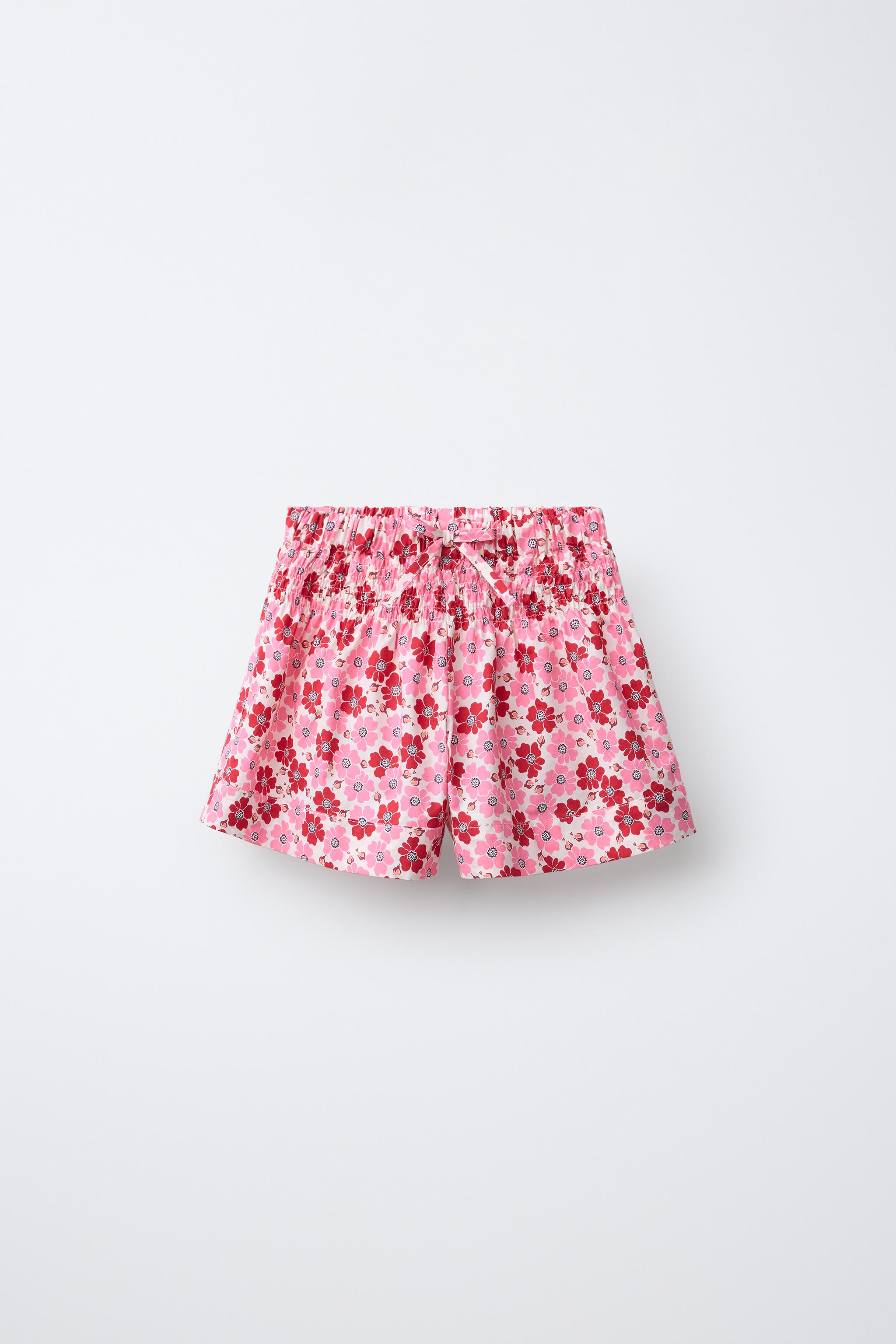 FLORAL POPLIN SHORTS - Red | ZARA United States