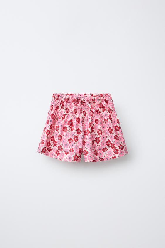 BERMUDA POPELÍN FLORES - Rojo de Zara - Imagen 0