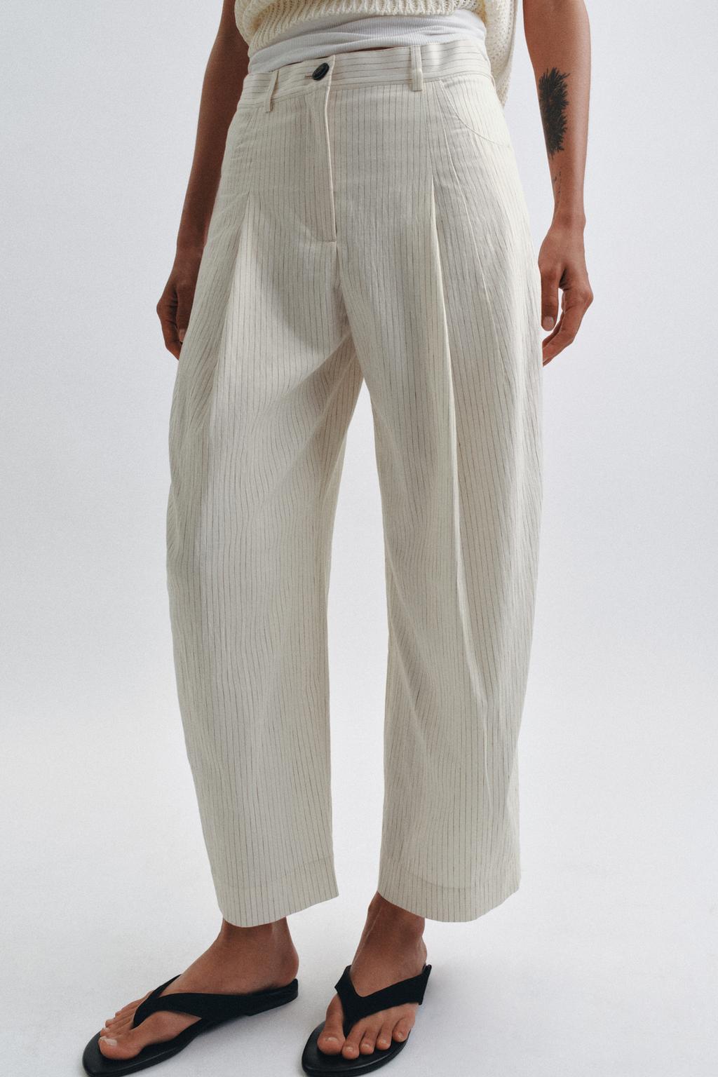 ZW COLLECTION STRIPED BARREL PANTS