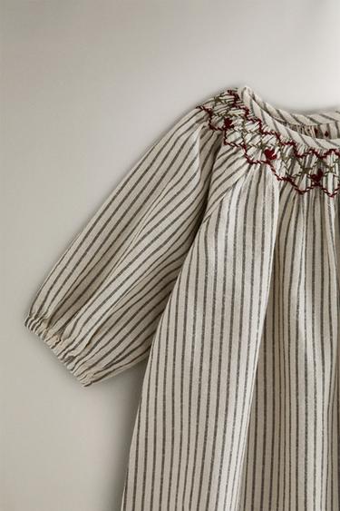 STRIPED CHRISTMAS BABY ROMPER WITH GATHERING - Oyster-white by Zara - Image 2