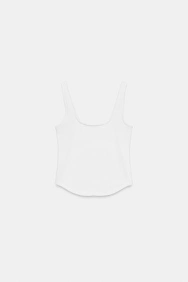 RIBBED STRAPPY TOP - White by Zara - Image 8