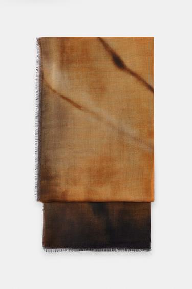 MODAL SILK PRINTED SCARF - Russet by Zara