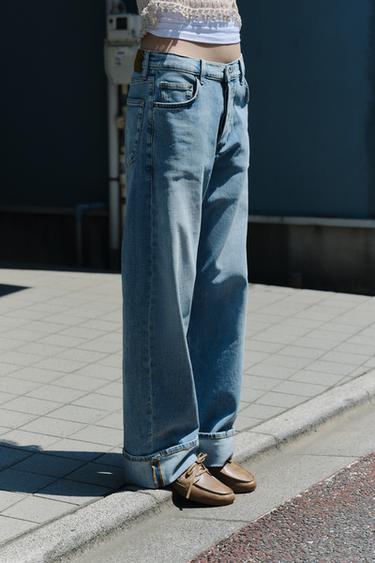 JEANS ZW 컬렉션 배기 로우라이즈 - Zara 블루