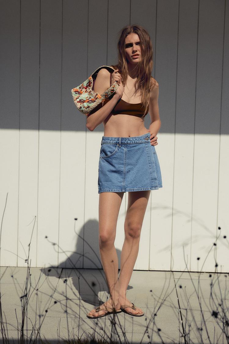 Z1975 WRAP DENIM SKORT Mid-blue ZARA Australia