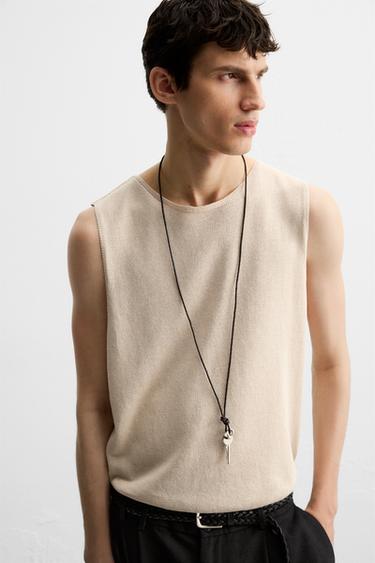 DÉBARDEUR EN MAILLE COUPE DÉCONTRACTÉE - Beige clair de Zara - Image 5