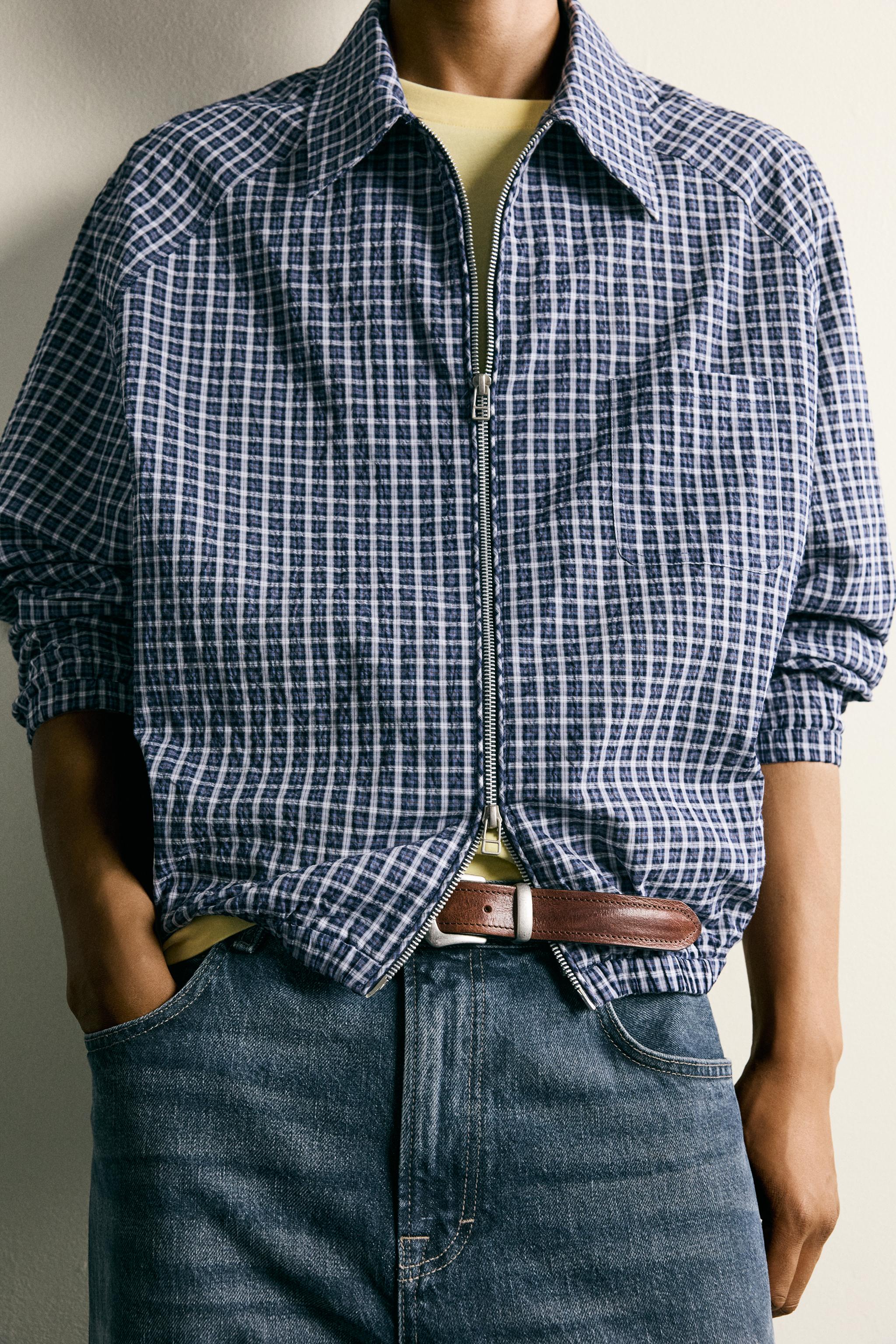 TEXTURED PLAID OVERSHIRT