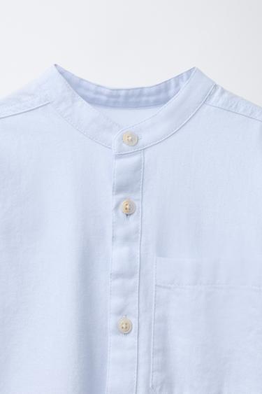 SOFT TOUCH STAND COLLAR SHIRT - Blue by Zara - Image 2
