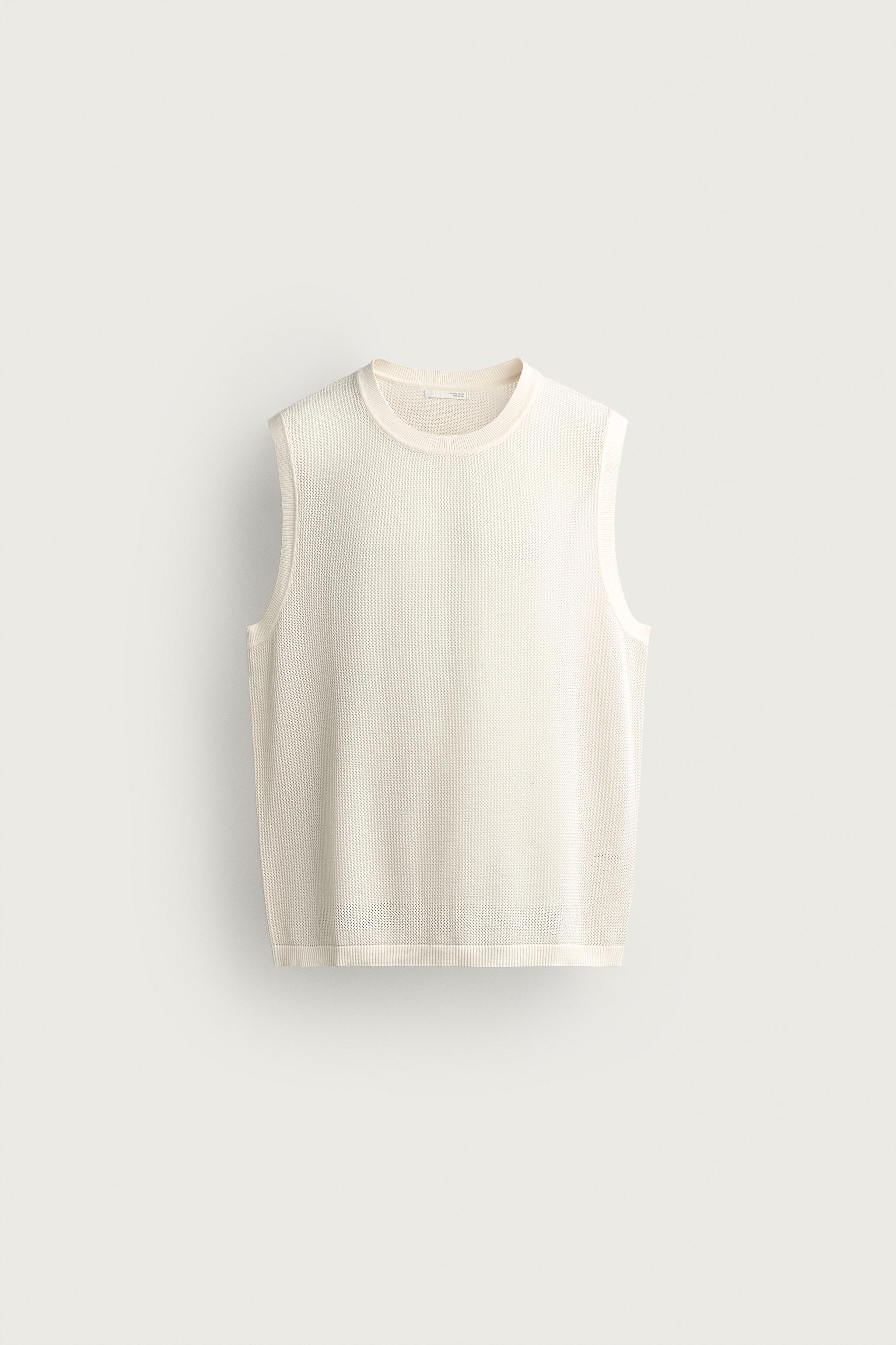 TEXTURED KNIT TANK TOP — Ecru