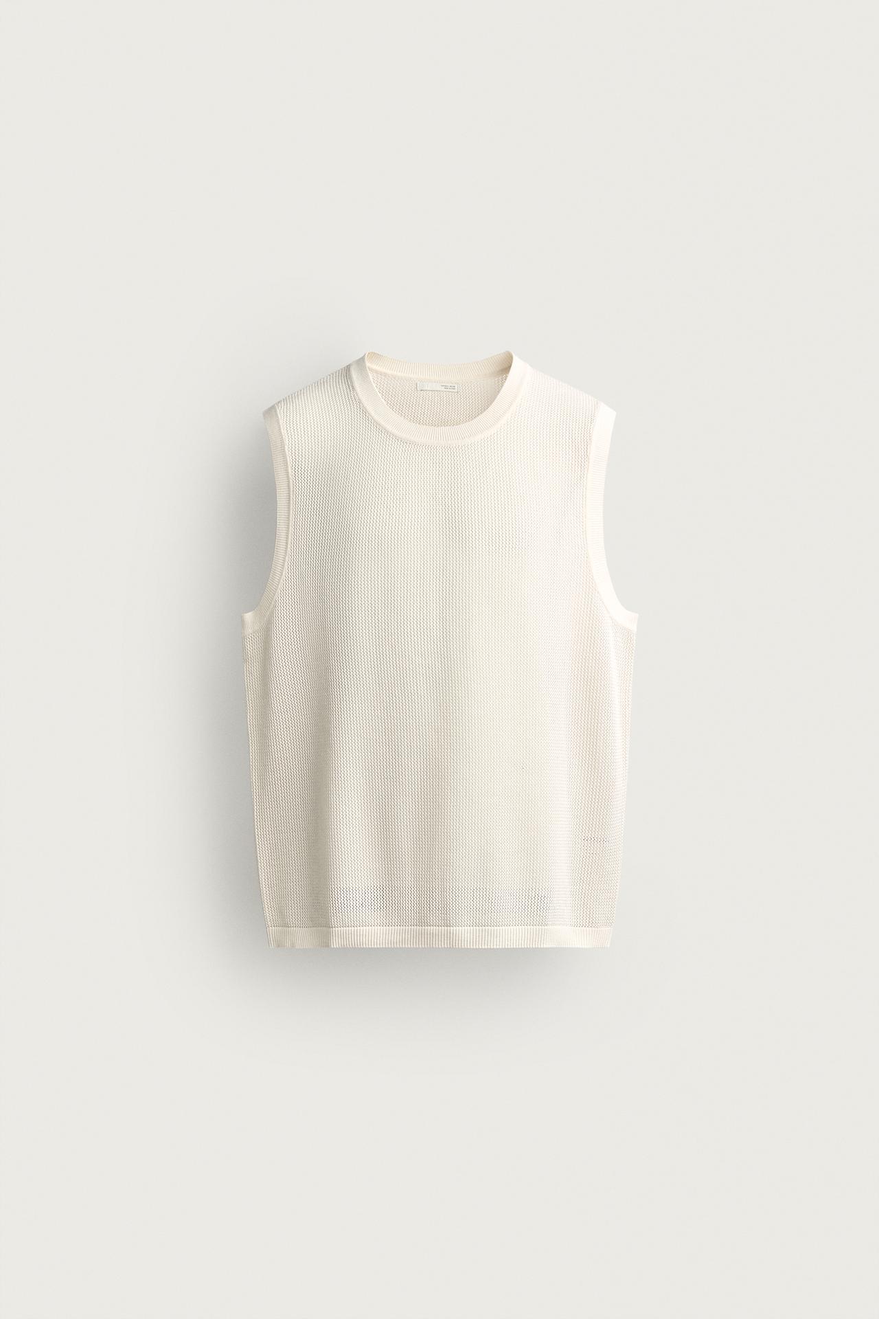 TEXTURED KNIT TANK TOP — Ecru