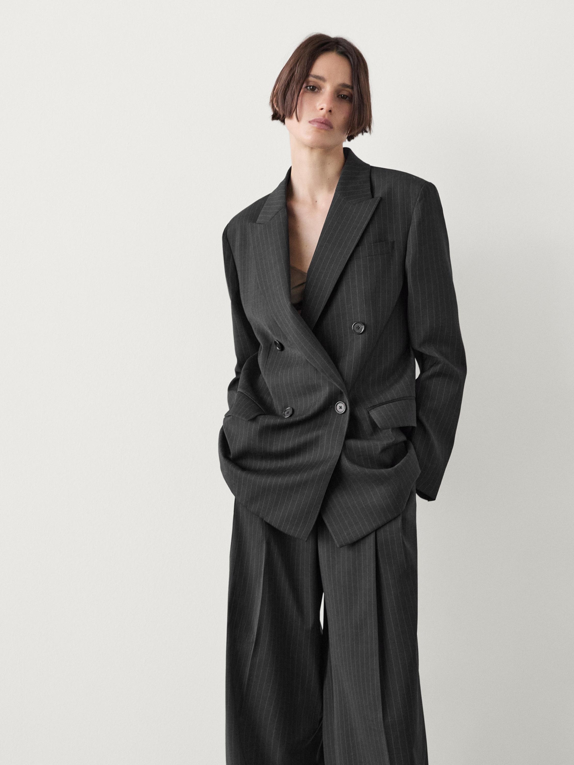 Pleated pinstripe trousers - Gray | ZARA United States Pleated pinstripe trousers - Gray | ZARA United States