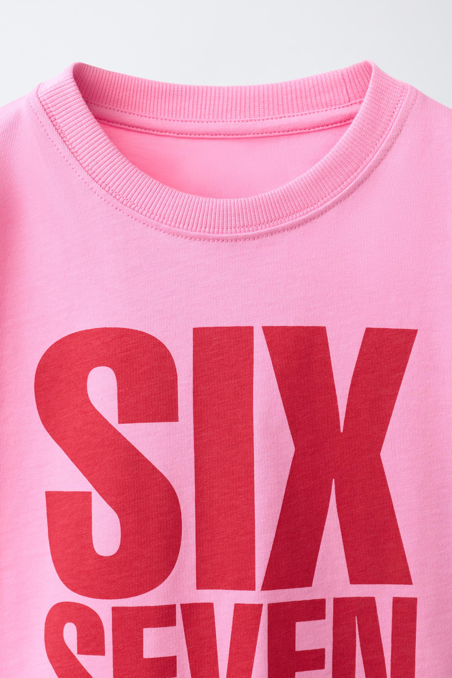 Детская футболка Zara Team Six Seven Printed, цвет: Розовый — фото 3
