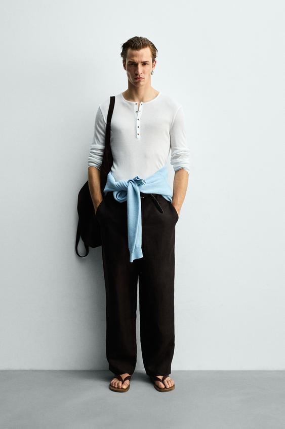 VISCOSE TEXTURED HENLEY SHIRT from Zara - $49.90