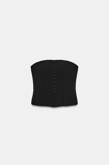 CORSETRY-INSPIRED BANDEAU TOP - Black by Zara