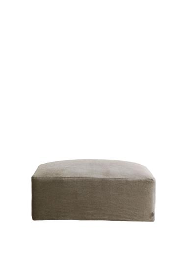 POUFFE WITH REMOVABLE WASHED LINEN COVER – Világosbézs a ZARA-tól