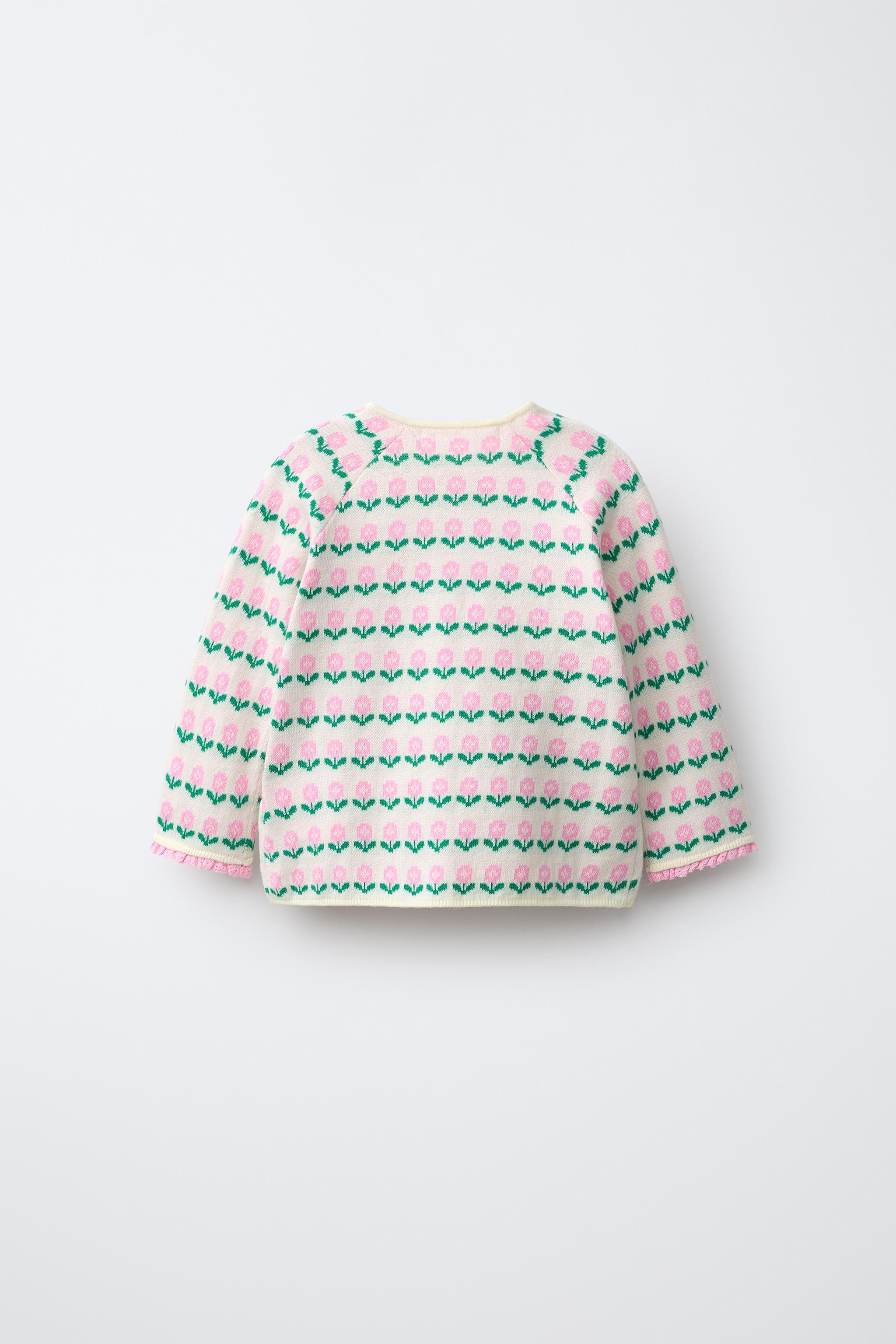 FLORAL JACQUARD CARDIGAN — Ecru