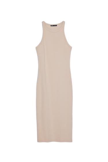 RIBBED HALTER DRESS TRF