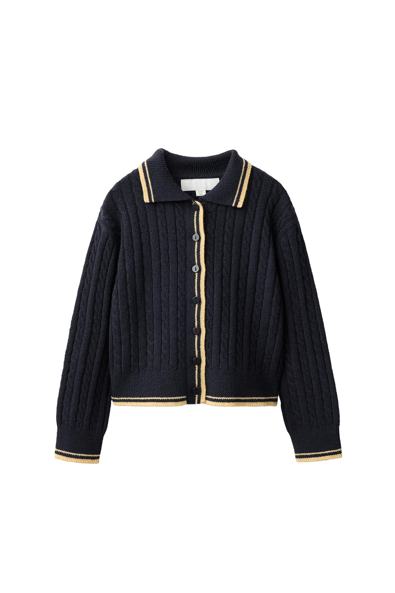 VARSITY CABLE-KNIT CARDIGAN