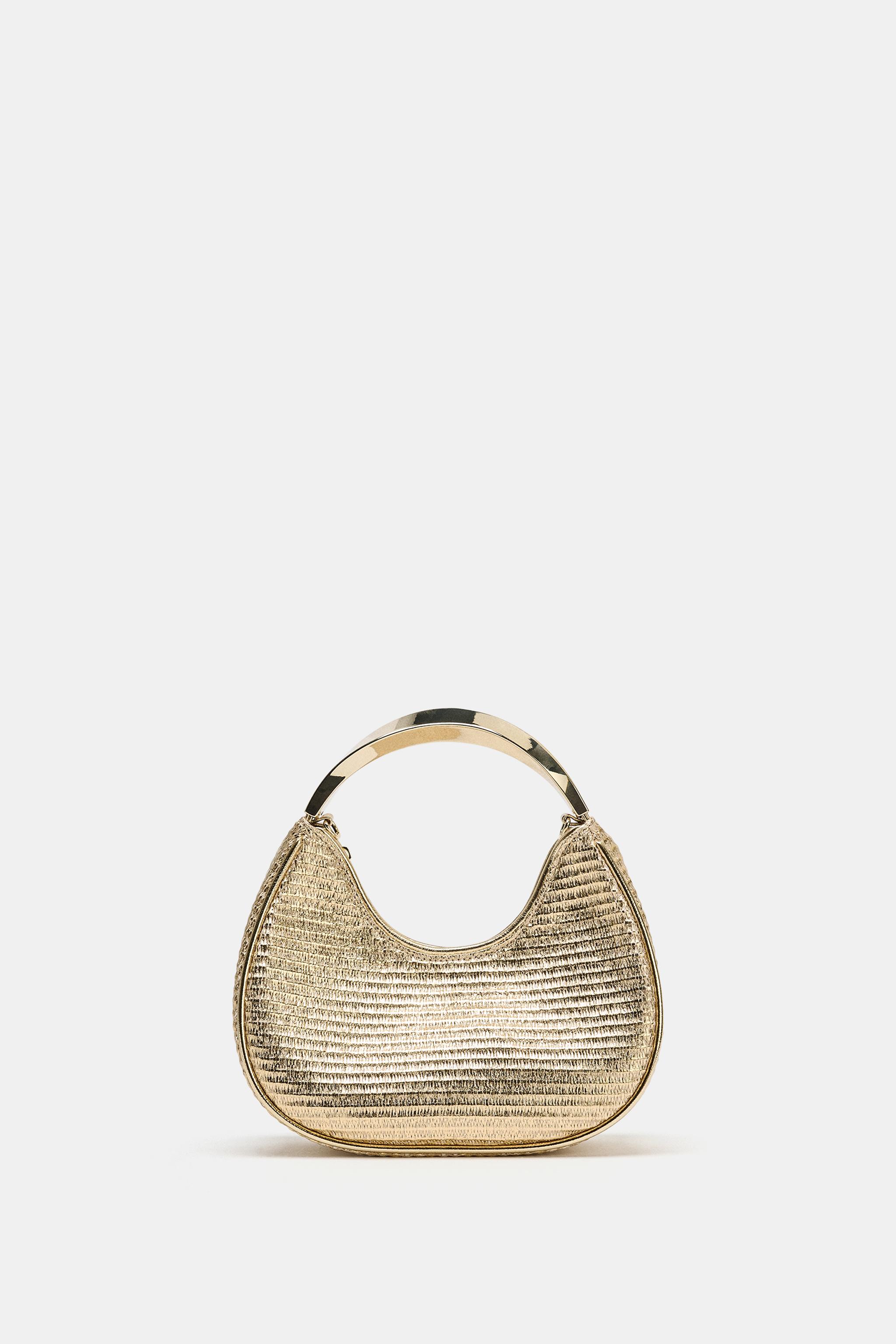 BAG WITH METALLIC HANDLE DETAIL - Golden | ZARA United States
