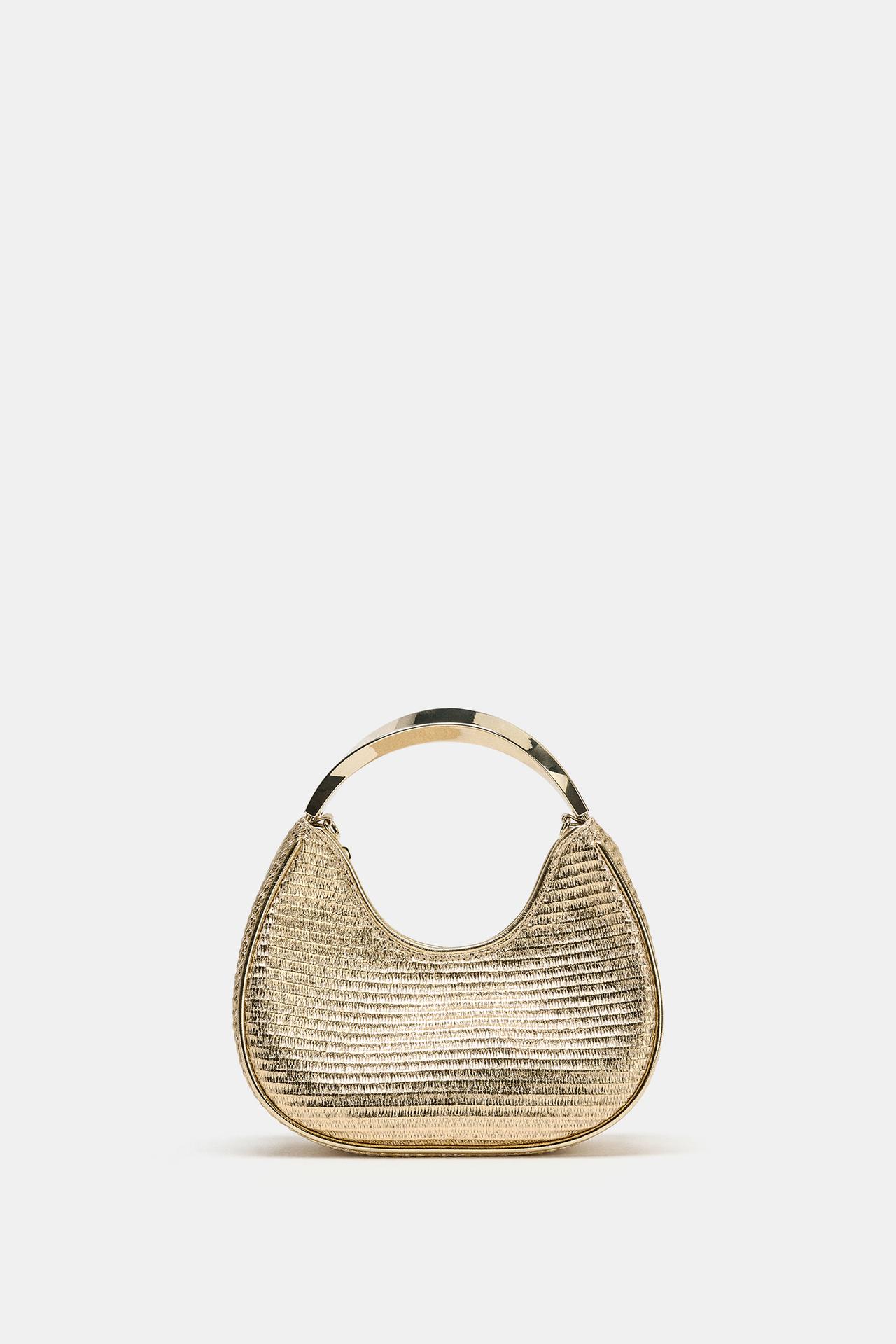 BAG WITH METALLIC HANDLE DETAIL — Golden