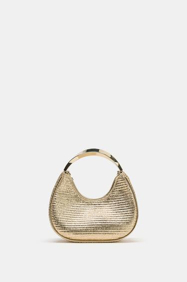Zara BAG WITH METALLIC HANDLE DETAIL - Golden - Image 0