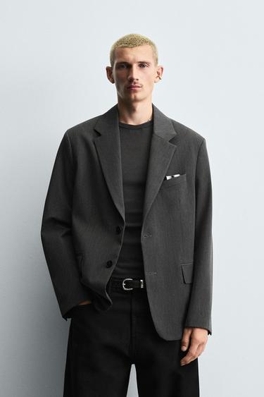 STRIPED OVERSIZED FIT BLAZER - Grey by Zara