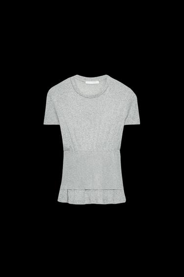 CAMISETA DOBLE CORSÉ TRICOT - Gris vigoré de Zara - Imagen 0