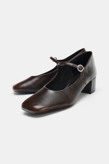CHAUSSURES À TALONS EN CUIR - Marron de Zara - Image 3