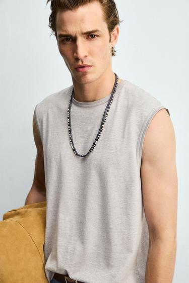 T-SHIRT TANK COUPE RELAXED - Gris chiné de Zara - Image 4