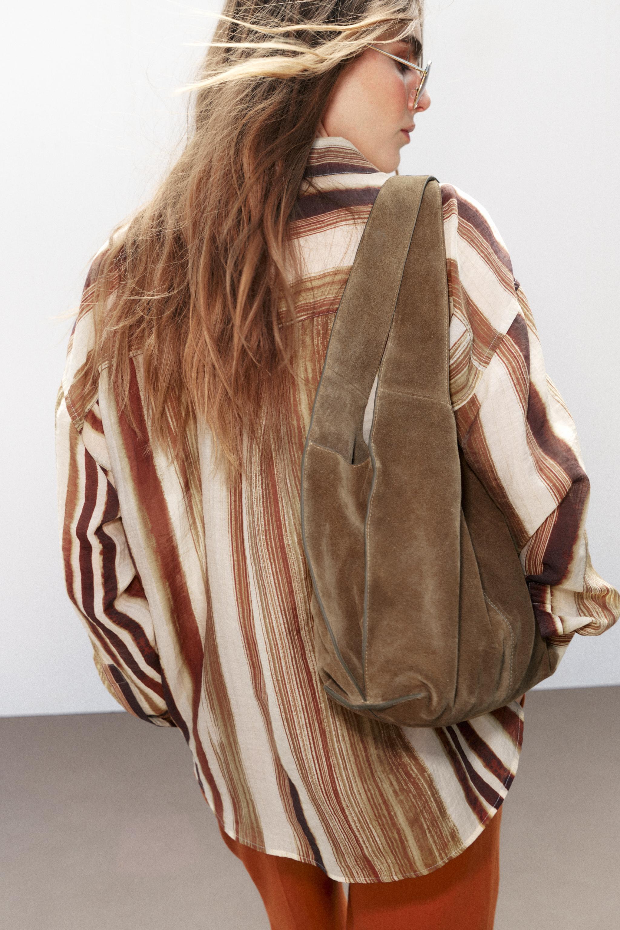 スプリットスエード ショルダーバッグ - グリーン | ZARA Japan