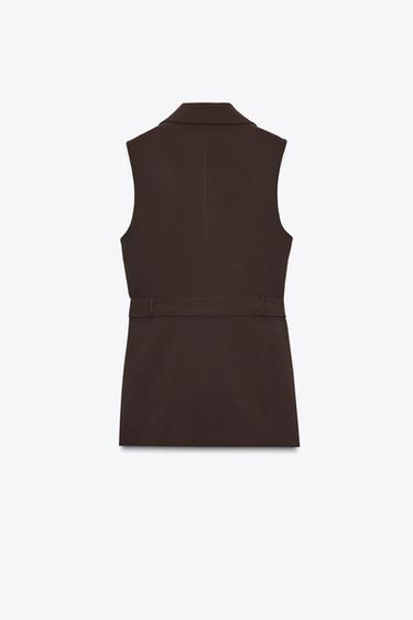 CHALECO LARGO BANDA LATERAL - Marrón de Zara