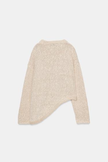 PULL EN MAILLE ASYMÉTRIQUE - Écru / Beige de Zara - Image 4