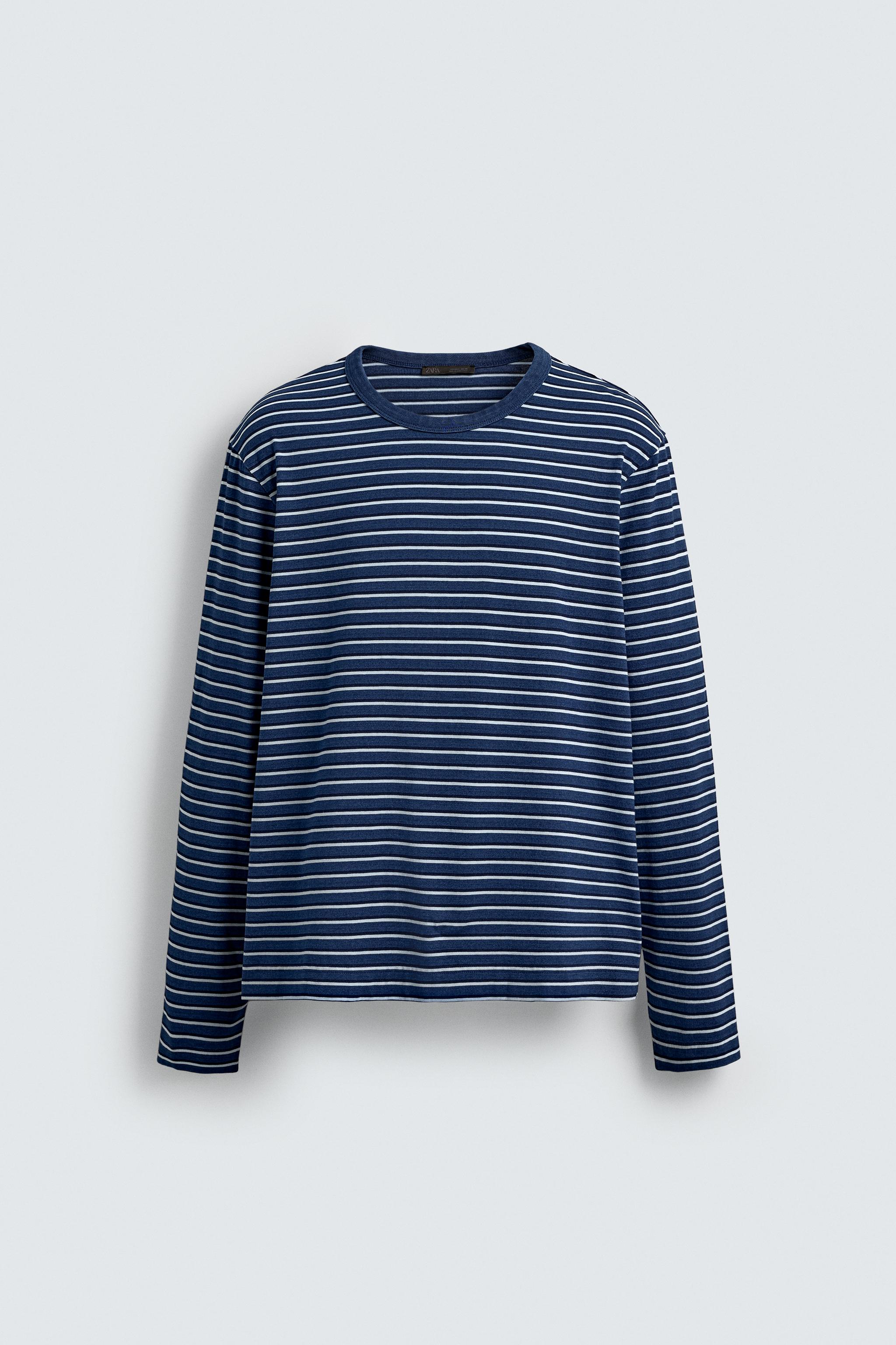 トップス 393 STRIPED JACQUARD T-SHIRT - Blue / Indigo | ZARA Canada